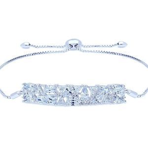 BNIB!! BERRICLE RHODIUM PLTD 925 CLUSTER BAR BRACELET